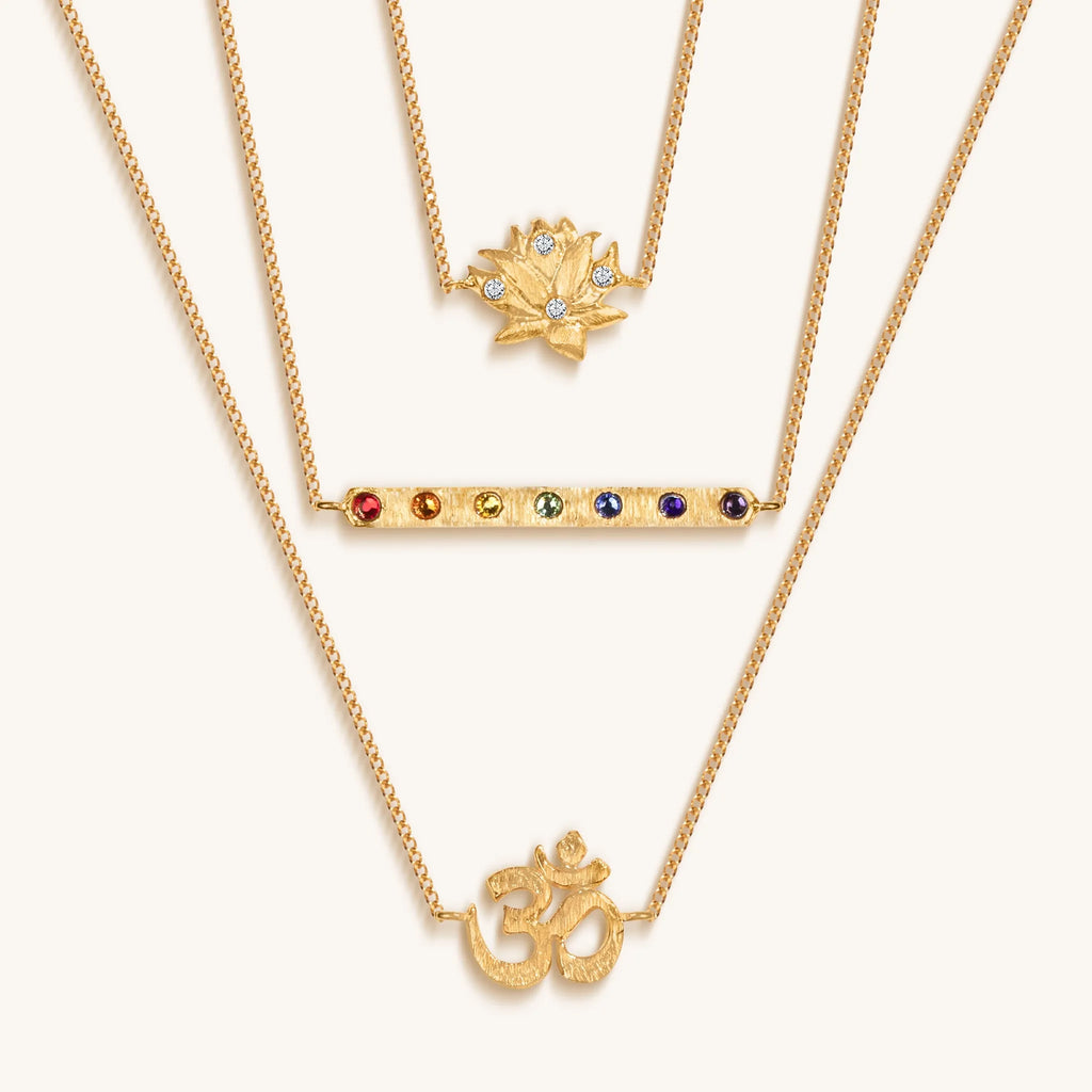 Louts OM Chakra Bar Triple Layer Necklace