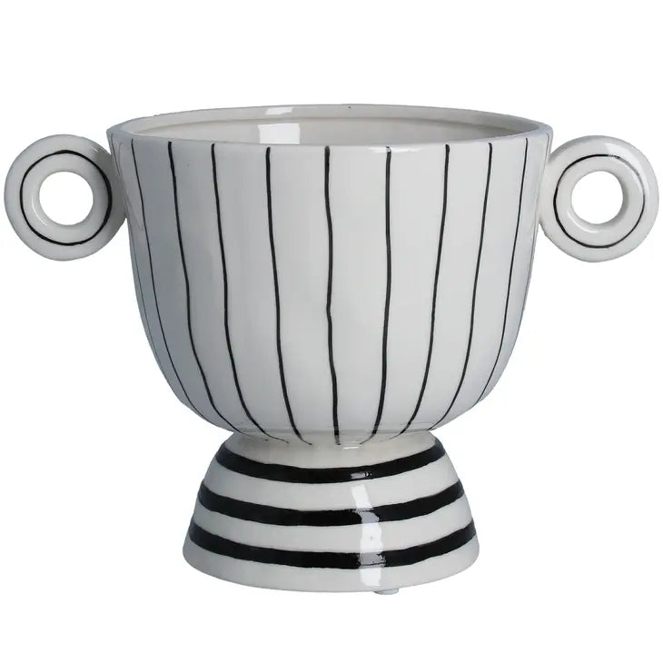 Striped Porcelain Trophy Ornament Pot