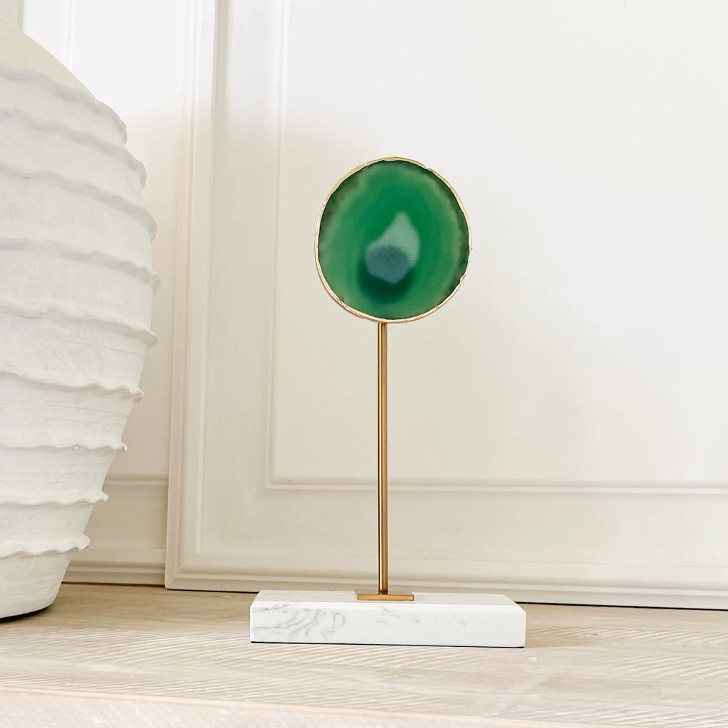 Agate Green Eye Sculpture