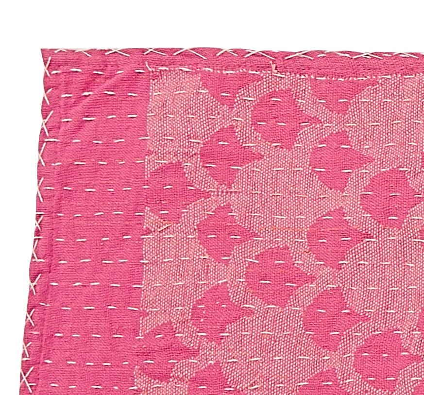 Artisan Hand Loomed Cotton Table Runner - Pink Ginkgo - 18"x96" Arcadia Home