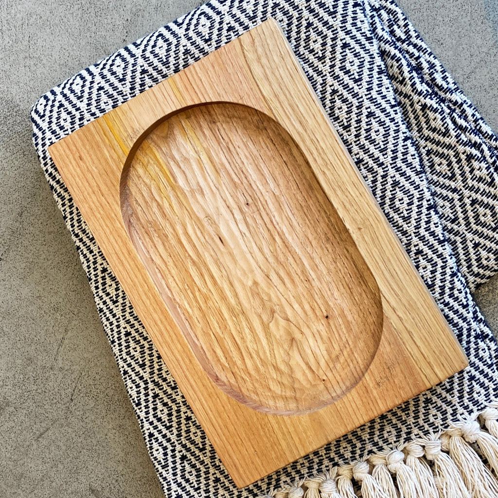 Casa Cubista Carved Wood Rectangular Tray - Natural
