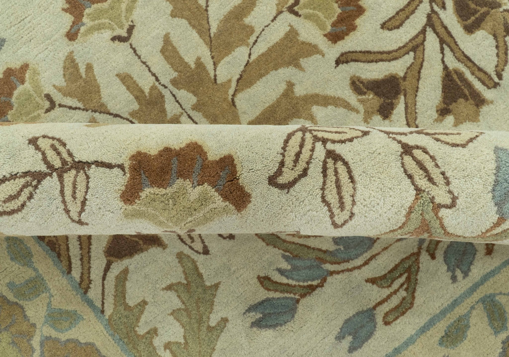 Beige And Brown Traditional Floral Design Hand Tufted 8x10 Wool Area Rug