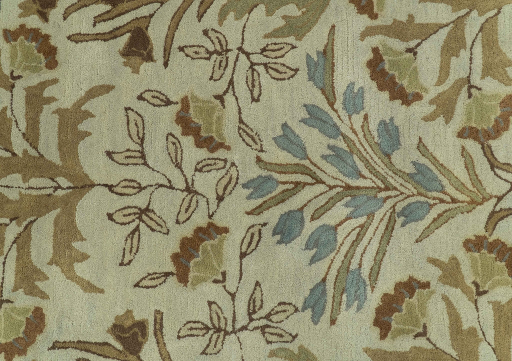 Beige And Brown Traditional Floral Design Hand Tufted 8x10 Wool Area Rug