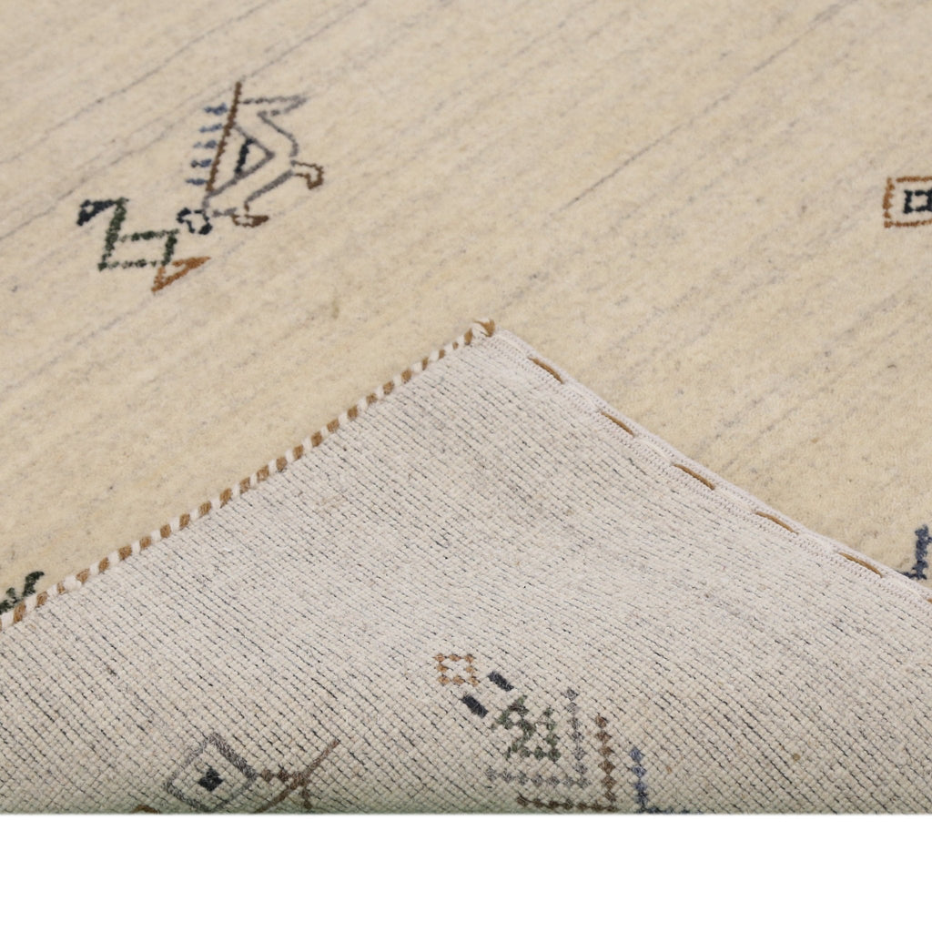 Beige Center Medallion Design Hand Loomed Wool Area Rug