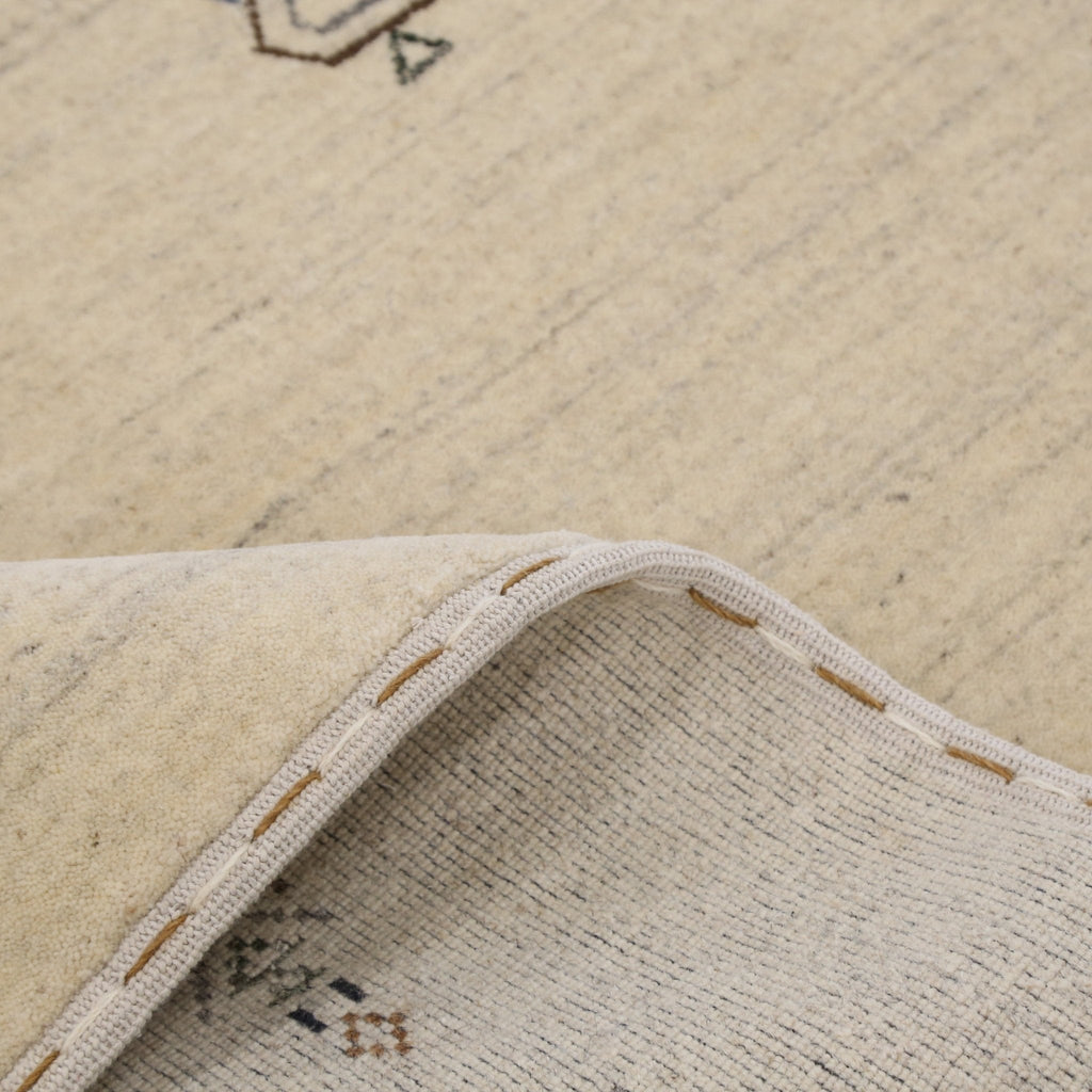 Beige Center Medallion Design Hand Loomed Wool Area Rug