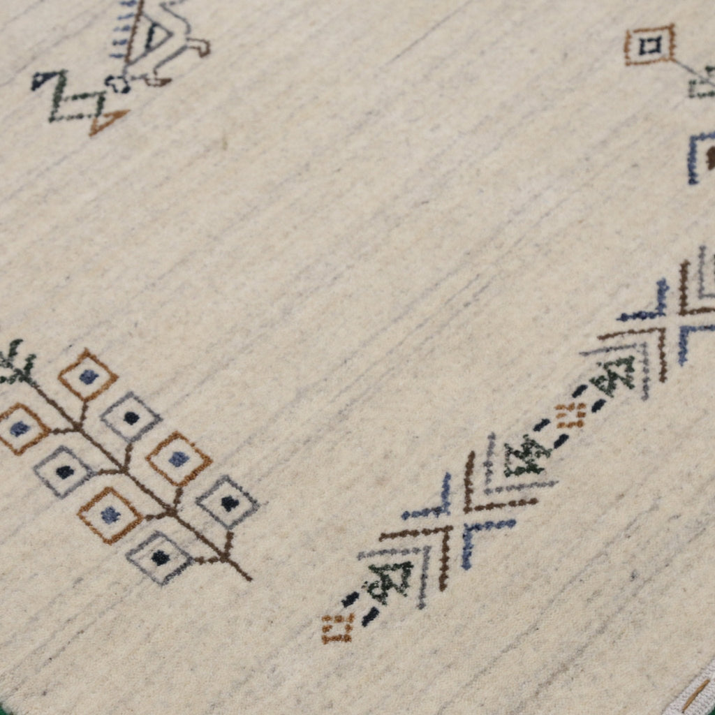 Beige Center Medallion Design Hand Loomed Wool Area Rug