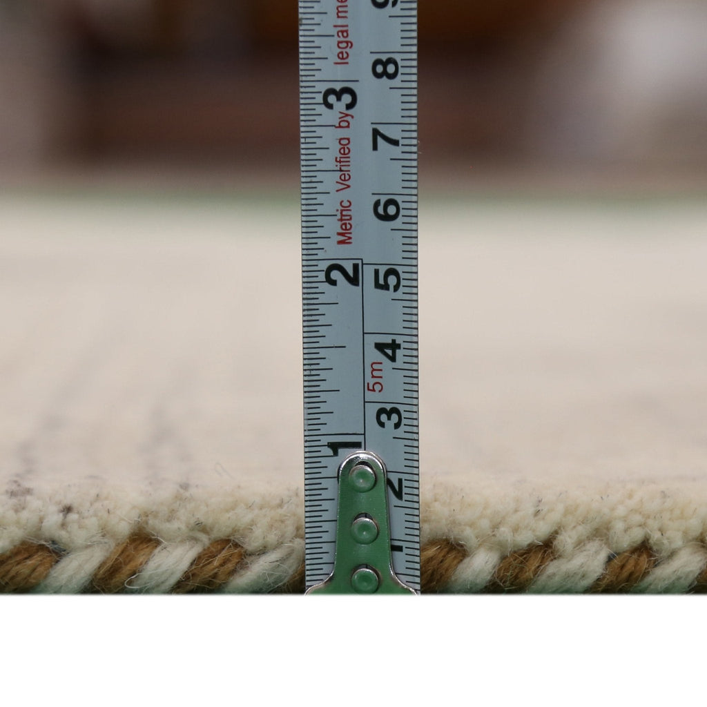 Beige Center Medallion Design Hand Loomed Wool Area Rug