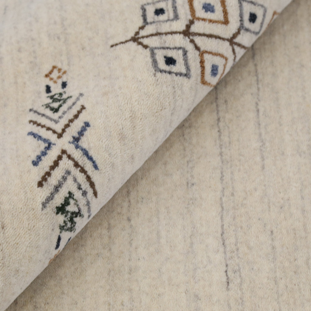 Beige Center Medallion Design Hand Loomed Wool Area Rug