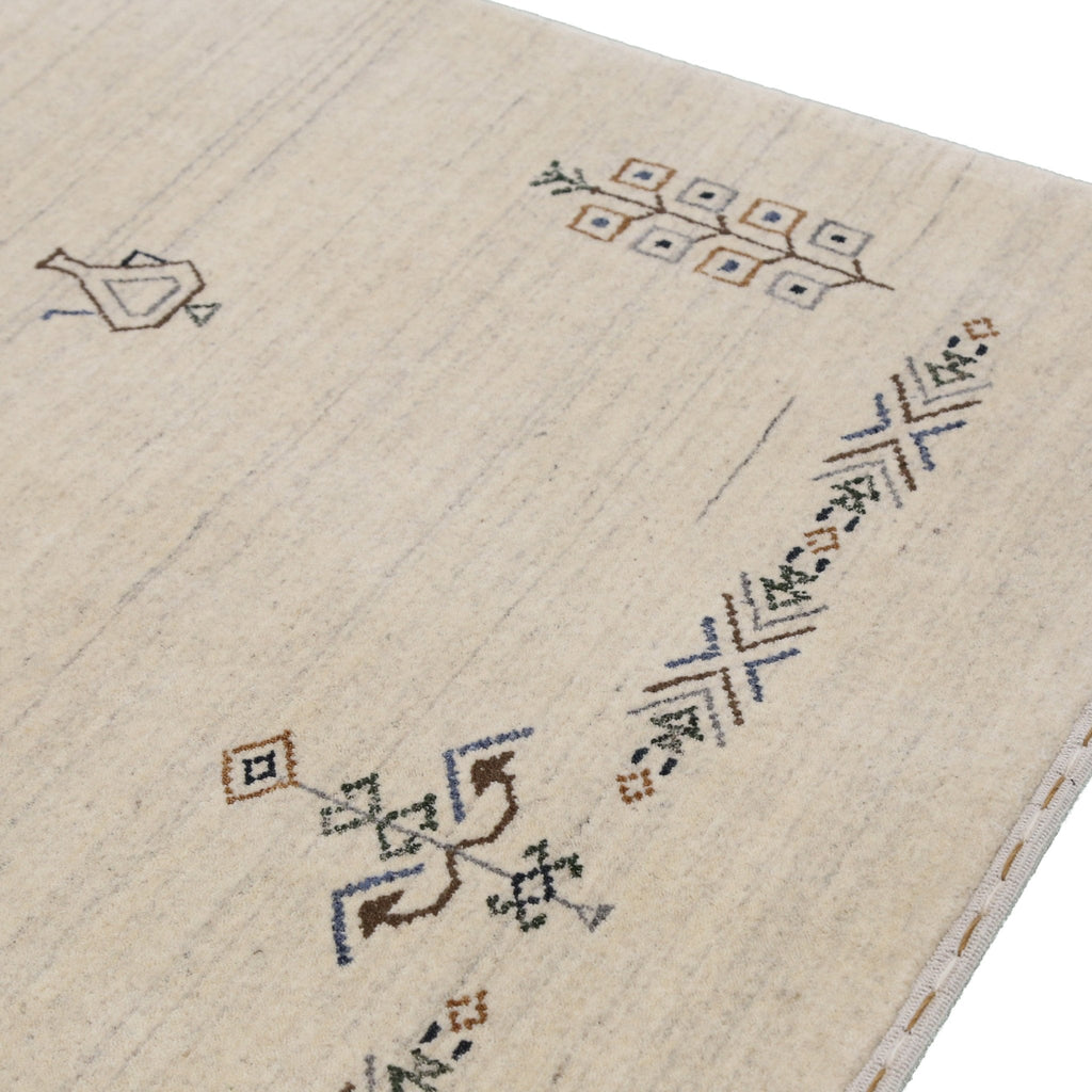 Beige Center Medallion Design Hand Loomed Wool Area Rug