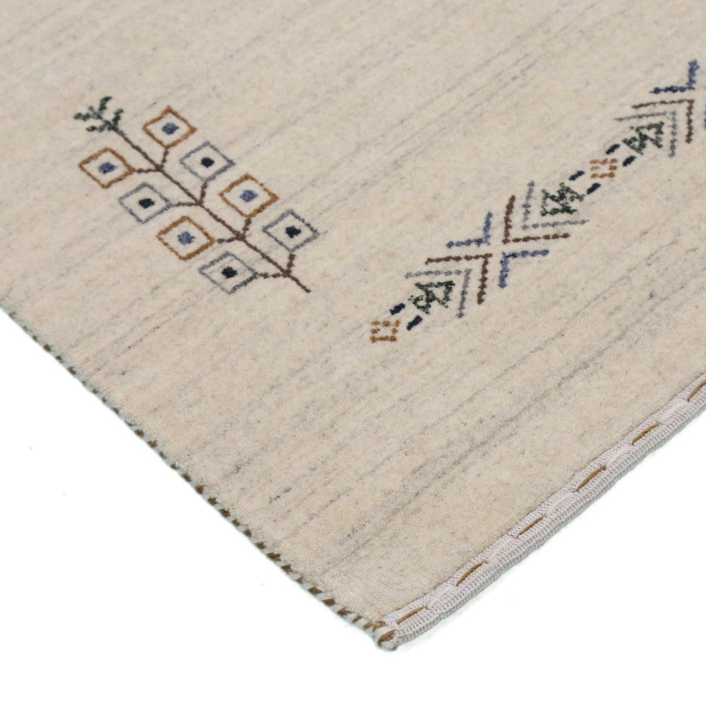 Beige Center Medallion Design Hand Loomed Wool Area Rug