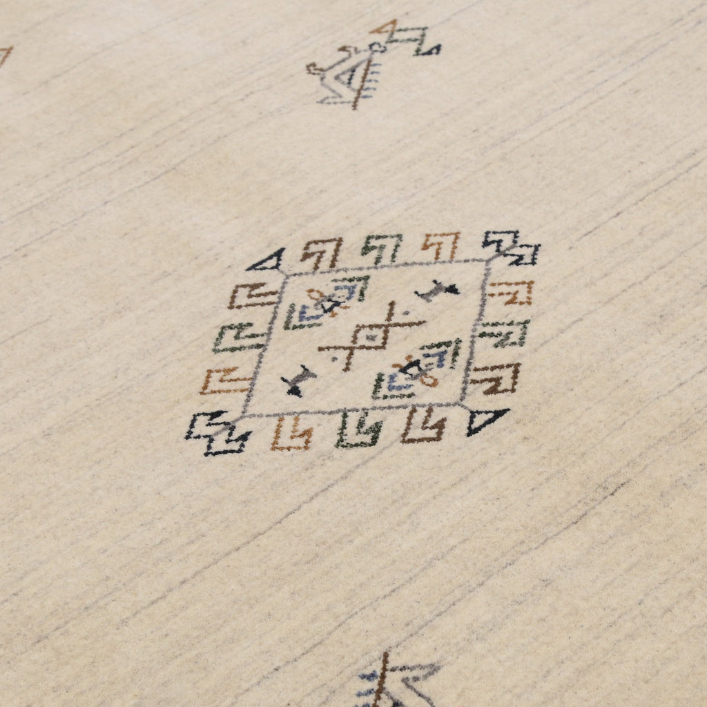 Beige Center Medallion Design Hand Loomed Wool Area Rug