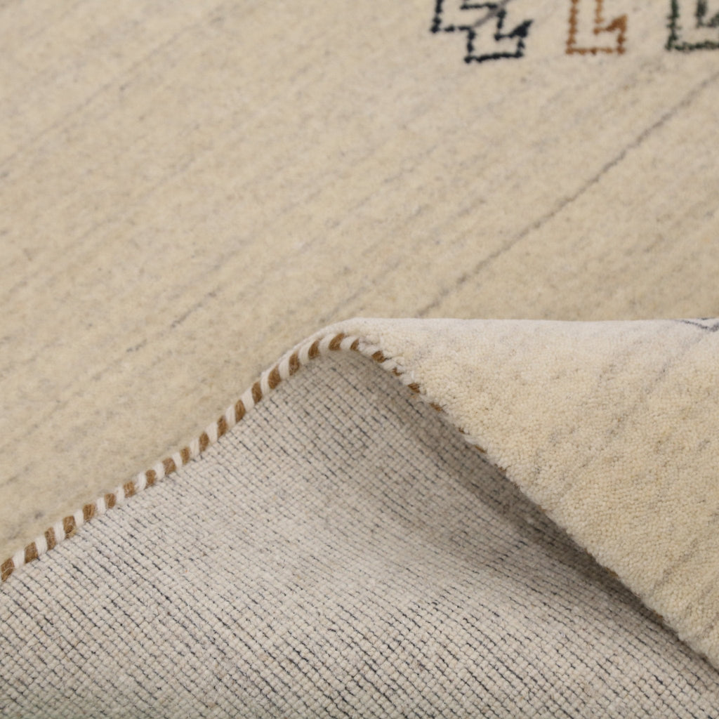 Beige Center Medallion Design Hand Loomed Wool Area Rug