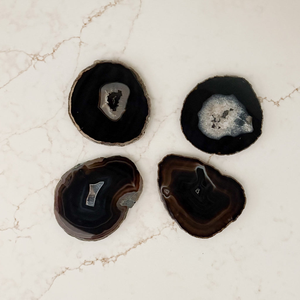 Black Agate Coaster Set