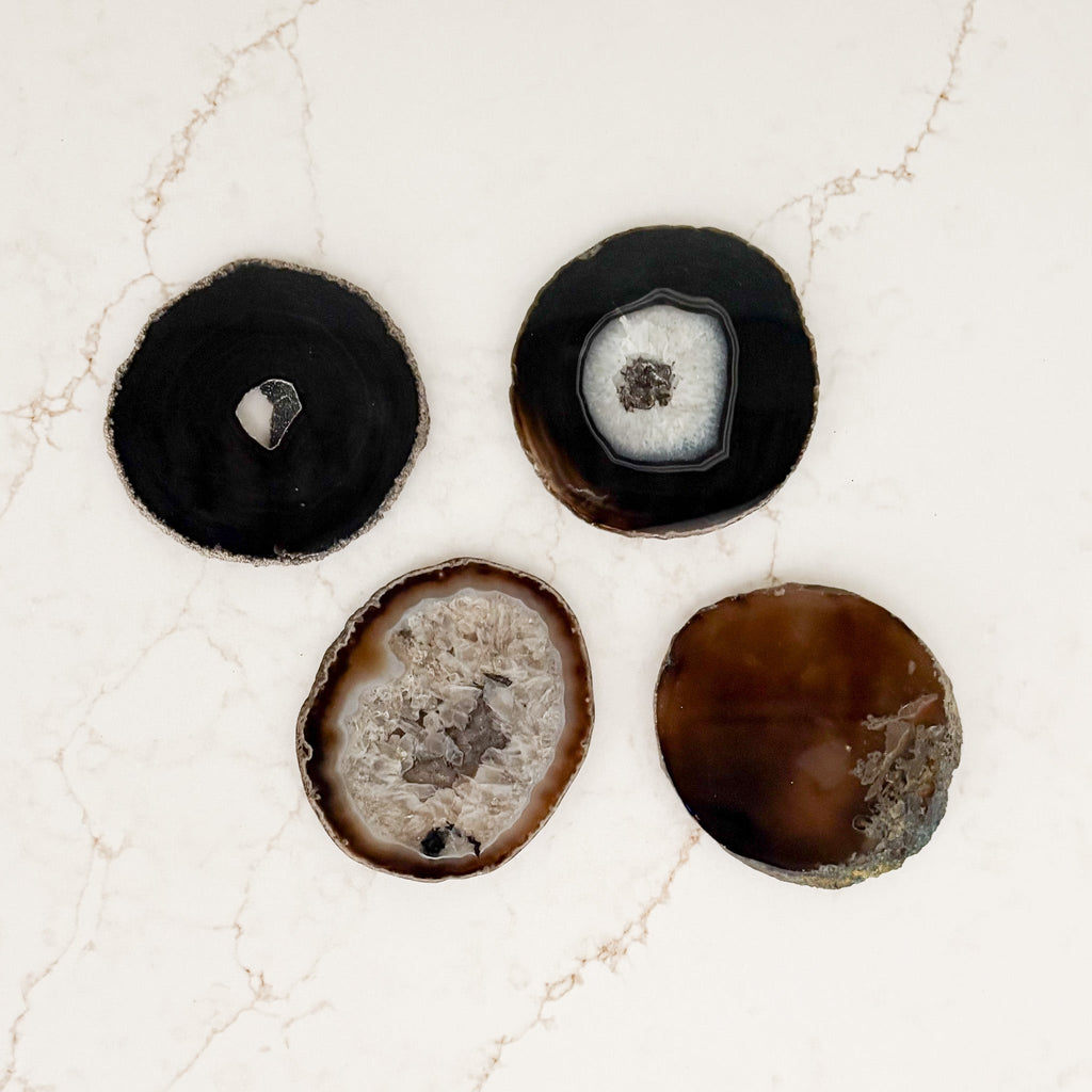 Black Agate Coaster Set