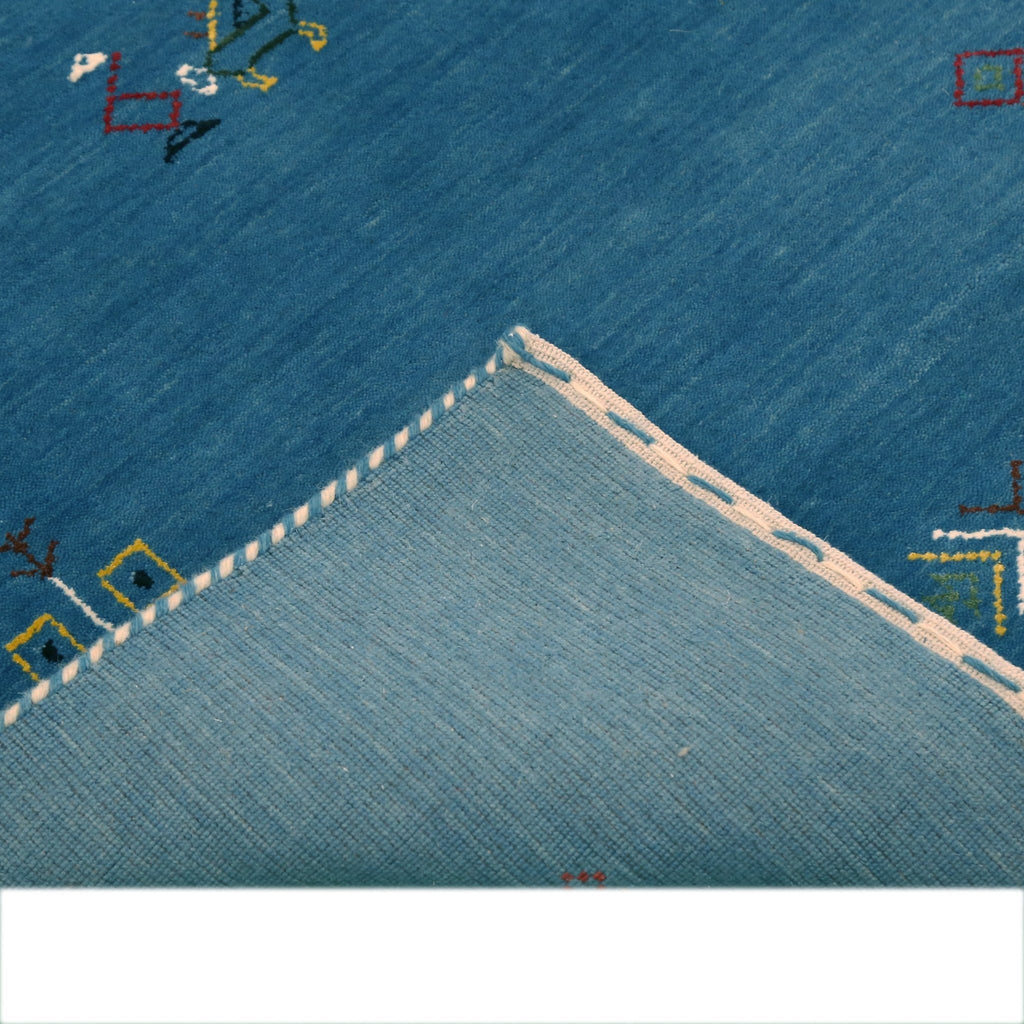 Blue Tribal Center Medallion Design Hand Loomed Wool Area Rug