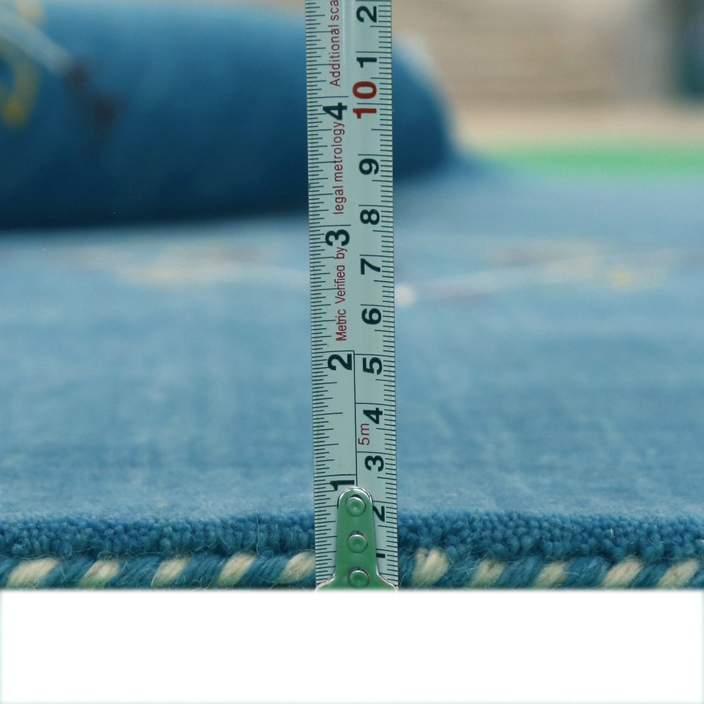 Blue Tribal Center Medallion Design Hand Loomed Wool Area Rug