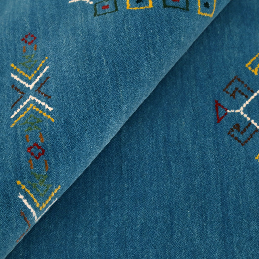 Blue Tribal Center Medallion Design Hand Loomed Wool Area Rug