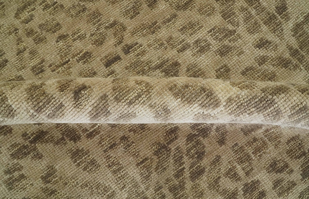 Camel and Taupe Modern leopard Design 8x10 Hand knotted wool area rug