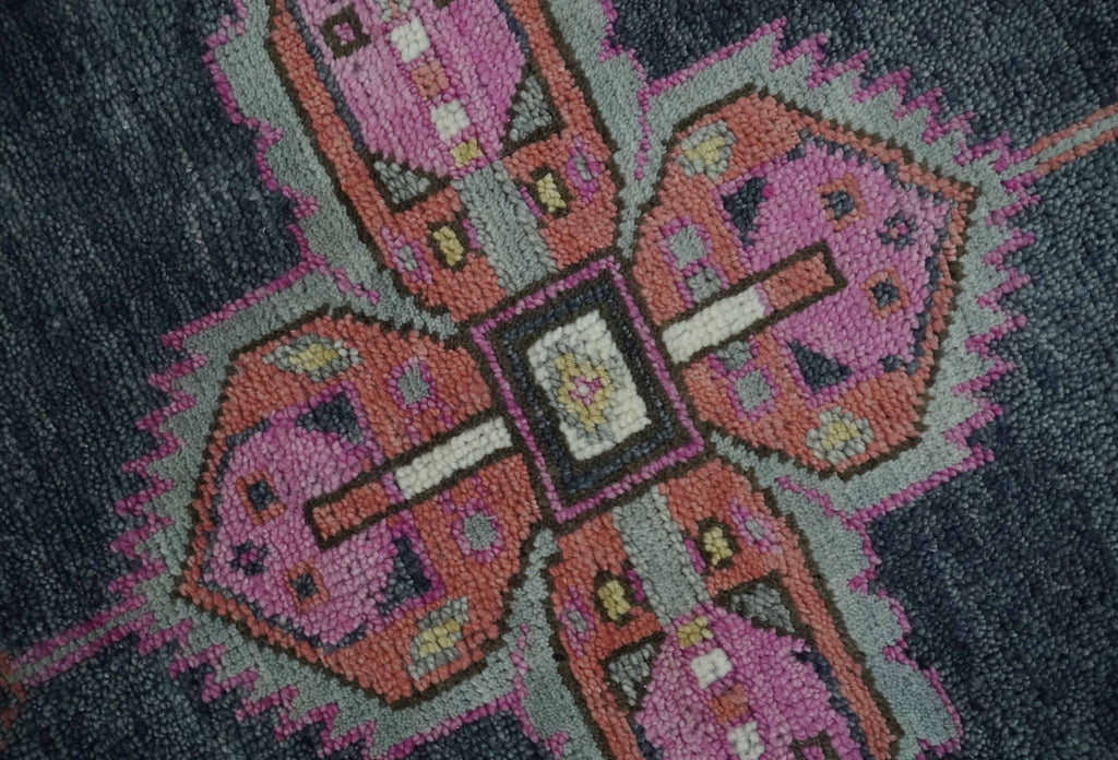 Charcoal, Gray and Pink Traditional Hand Knotted 5x8 and 6x9 Wool Area Rug