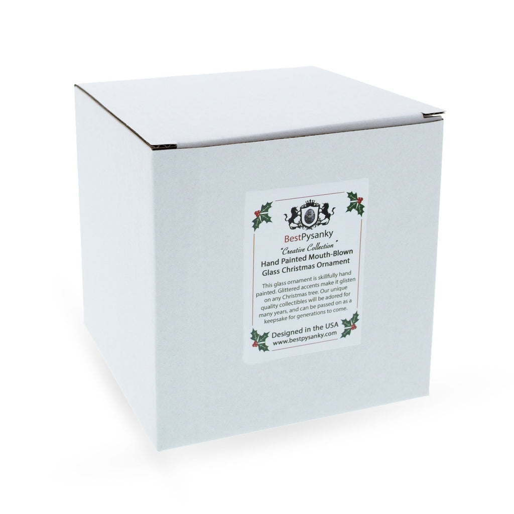 Green and Red Rhombus Blown Glass Christmas Ornament Adorned with Jewelry