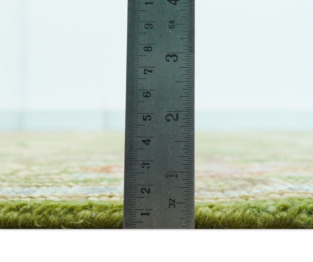 Custom Made Green And Pink Traditional Donegal Design Hand Knotted wool area rug