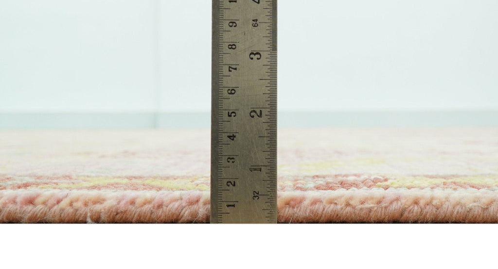 Custom Made Pink And Rust Traditional Design Hand Knotted wool rug