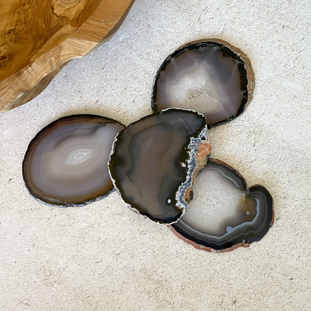 Earth Tone Natural Agate Coaster Set