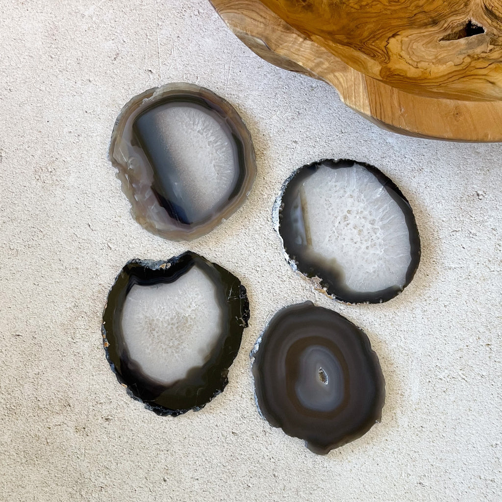 Earth Tone Natural Agate Coaster Set