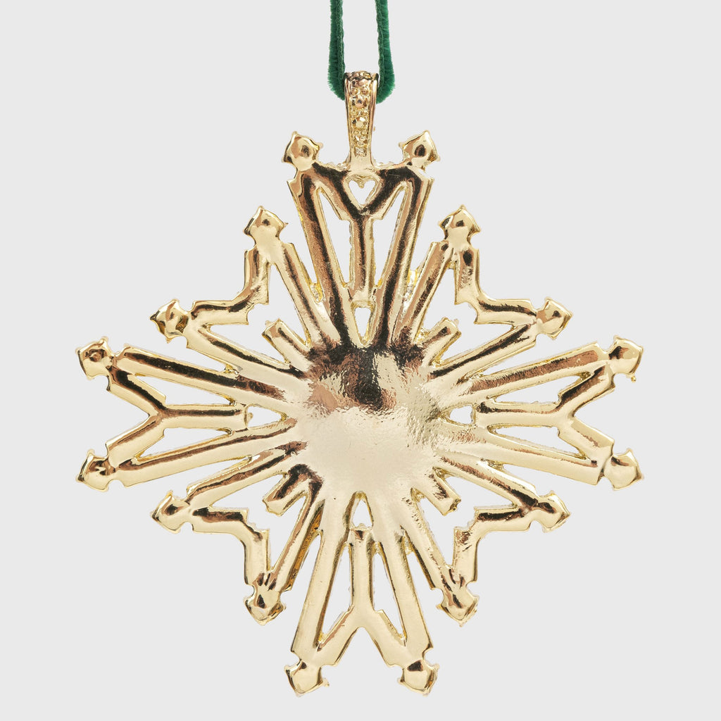 Baguette Snowflake Hanging Ornament, Gold