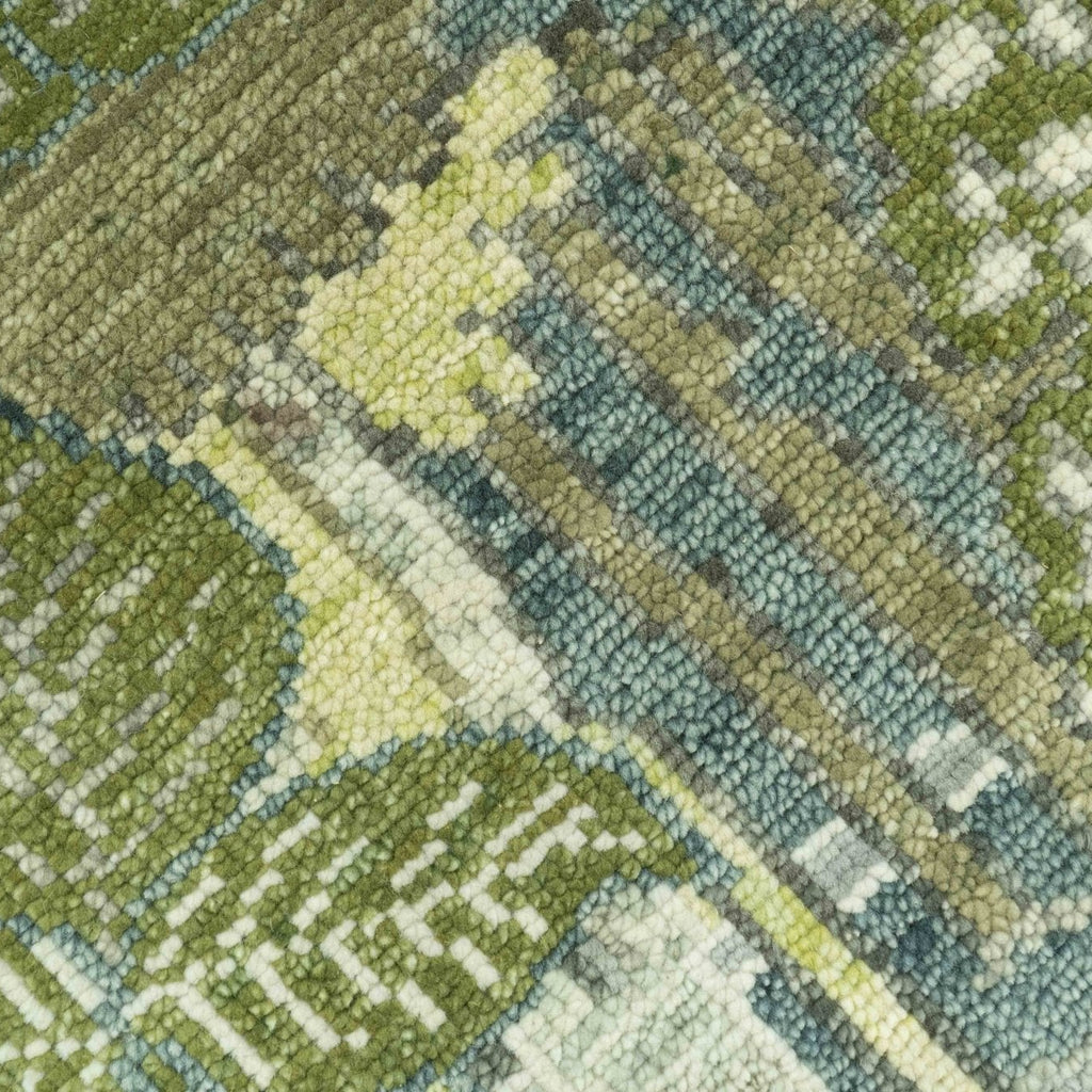Green And Gray Nature Jungle Hand Knotted Custom Made wool area rug