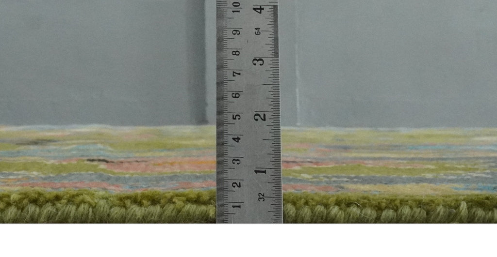 Green, Gray and Peach Vibrant Colorful Hand knotted Traditional Oushak 8x10 and 9x12 wool Area Rug