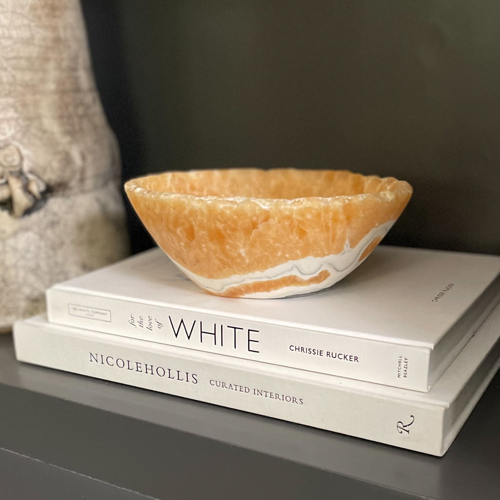 Hand Carved Zebra Calcite Bowl