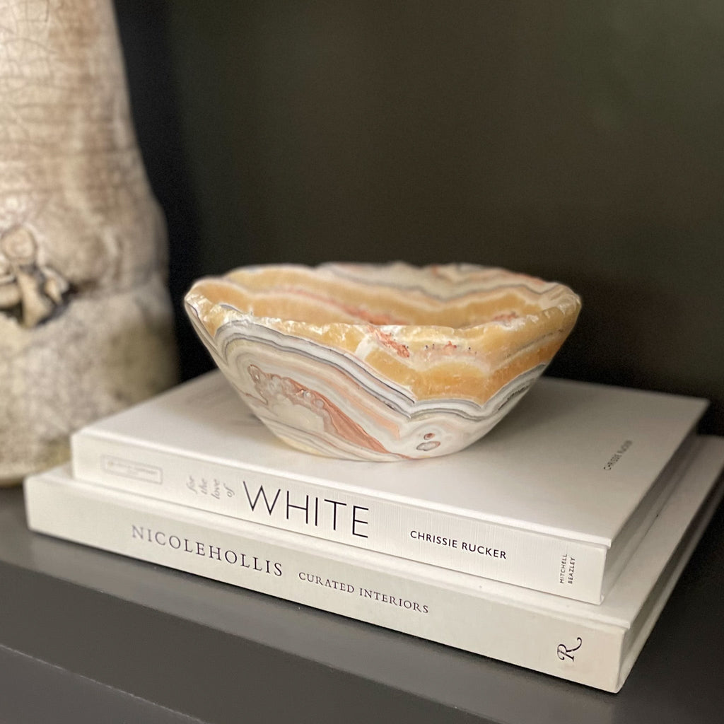 Hand Carved Zebra Calcite Bowl