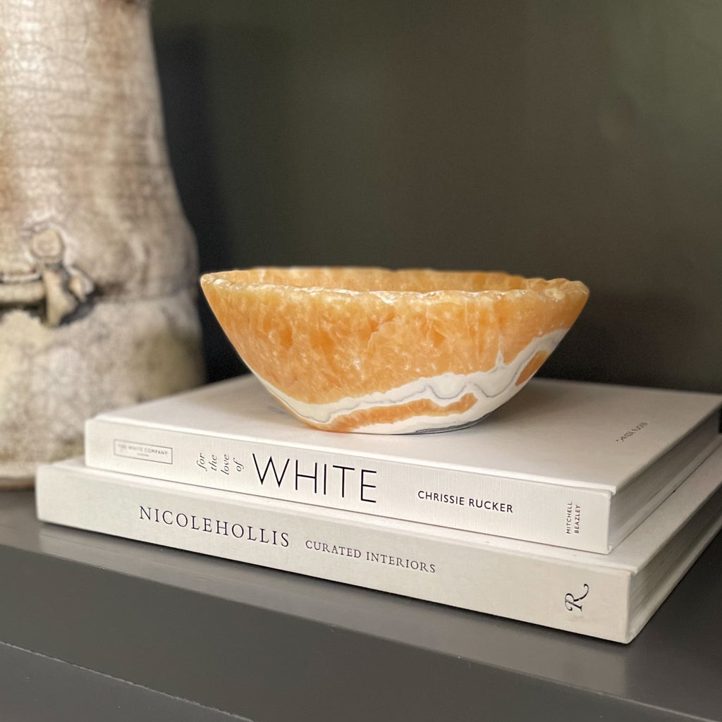 Hand Carved Zebra Calcite Bowl