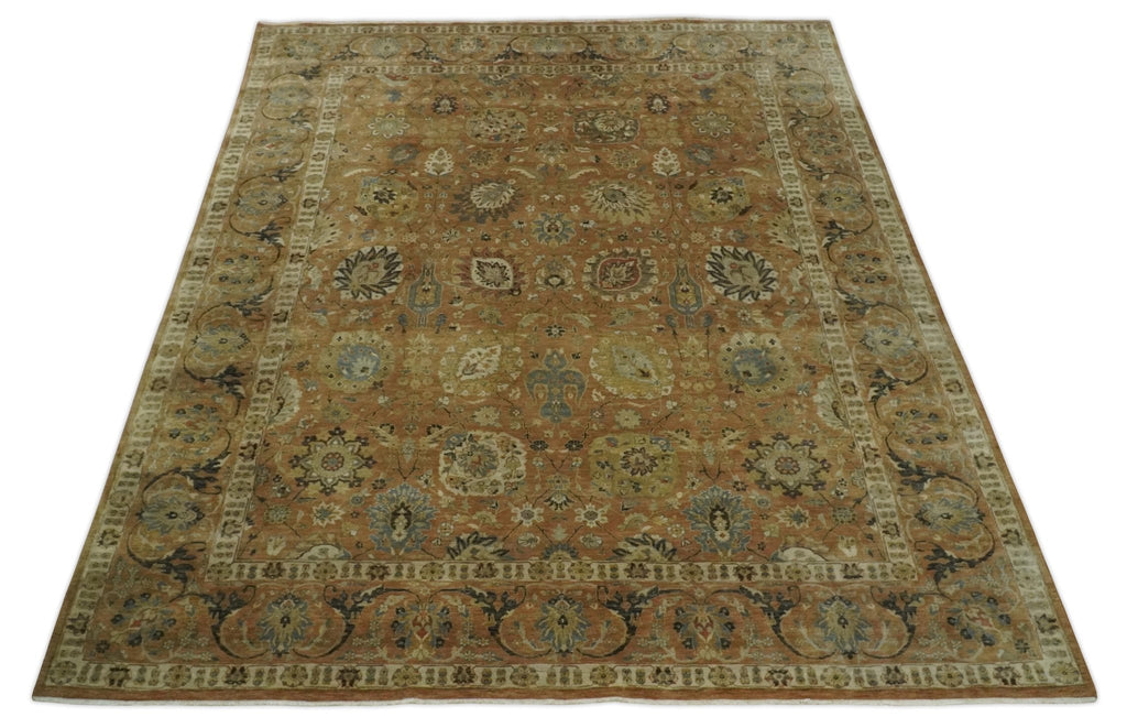 Hand knotted Beige, Ivory and Brown 8x10 Hand knotted Oushak Area Rug