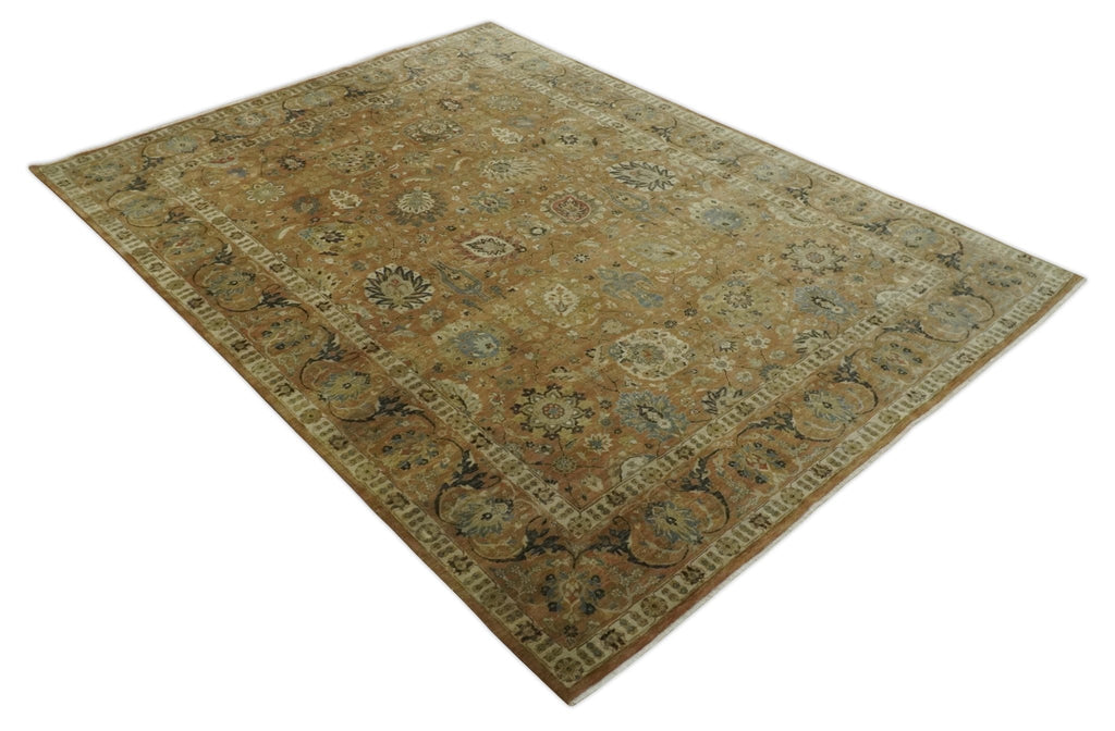 Hand knotted Beige, Ivory and Brown 8x10 Hand knotted Oushak Area Rug