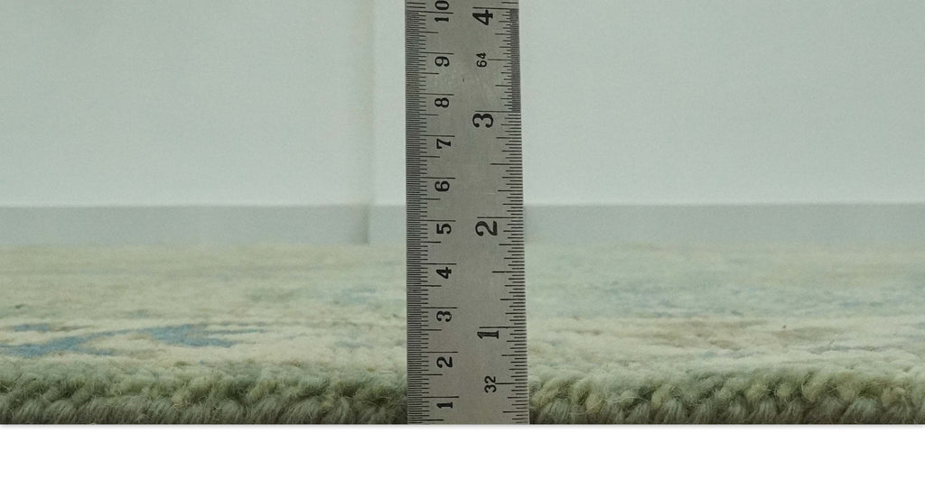 Hand Knotted Green, Olive and Teal Traditional Dragon Oushak Design 8x10 wool rug