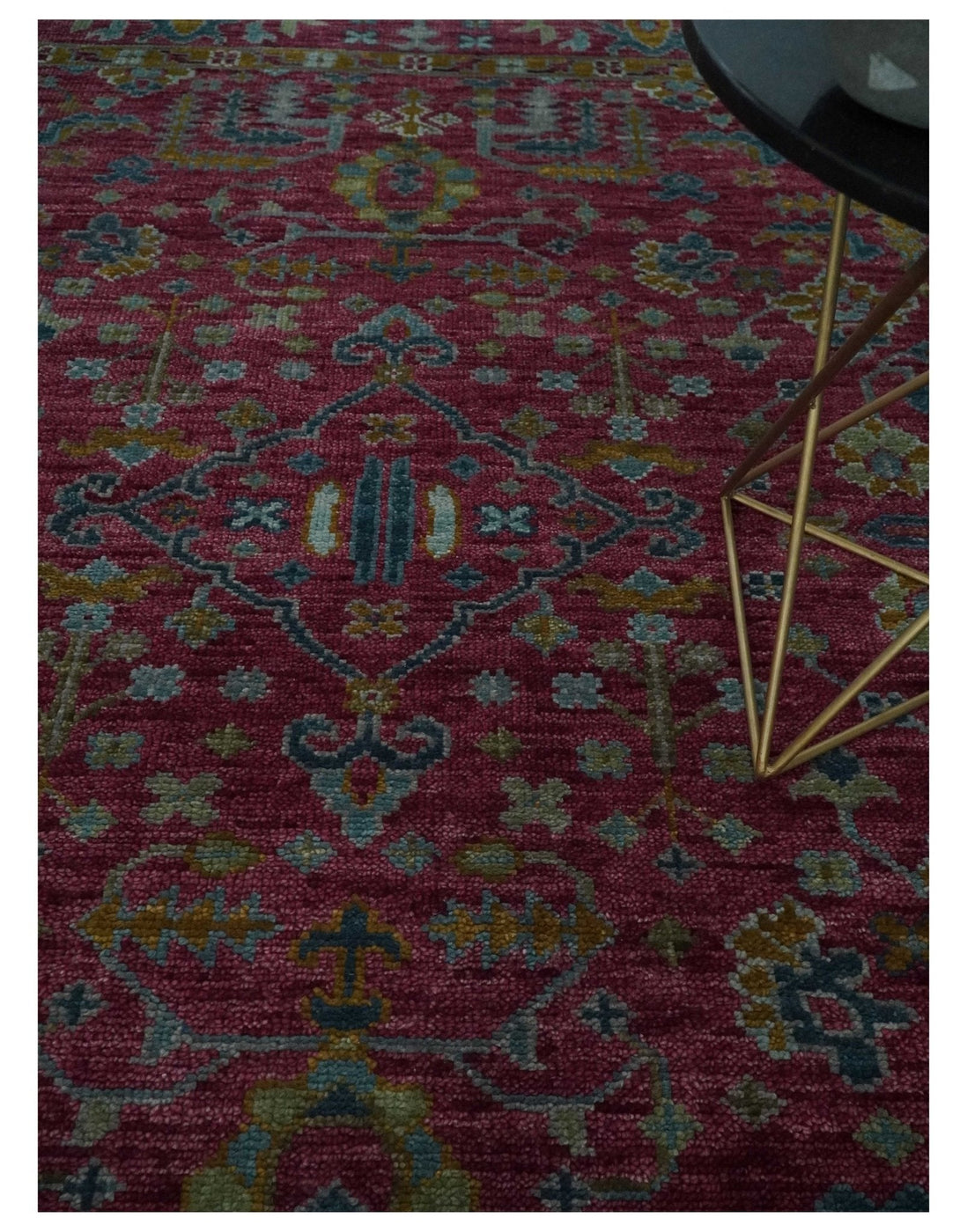 Maroon Vip Rug Hand Knotted Maroon and Gold Traditional Antique Style Wool Area Rug ...