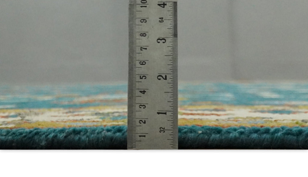 Hand Knotted Teal Blue and Ivory Tree of Life Traditional Vintage Style Wool Rug