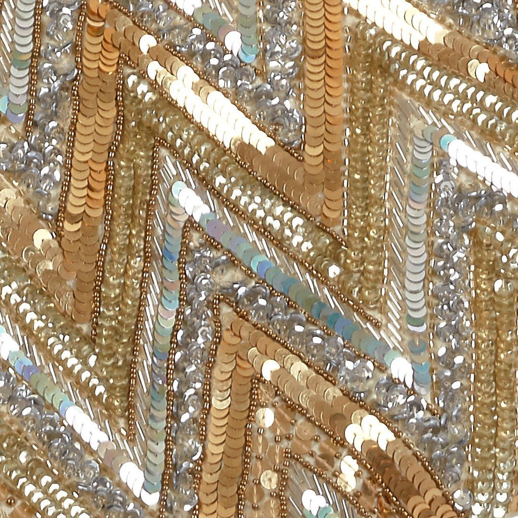 Hand Beaded Metallic Starburst French Vanilla Silk Christmas Tree Skirt 60"/72" Arcadia Home