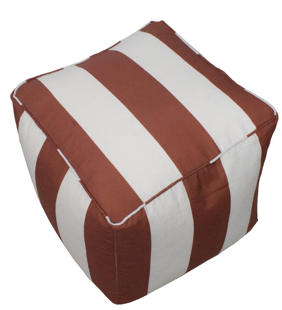 Outdoor Safe Terracotta Nautical Stripes Ottoman Pouf