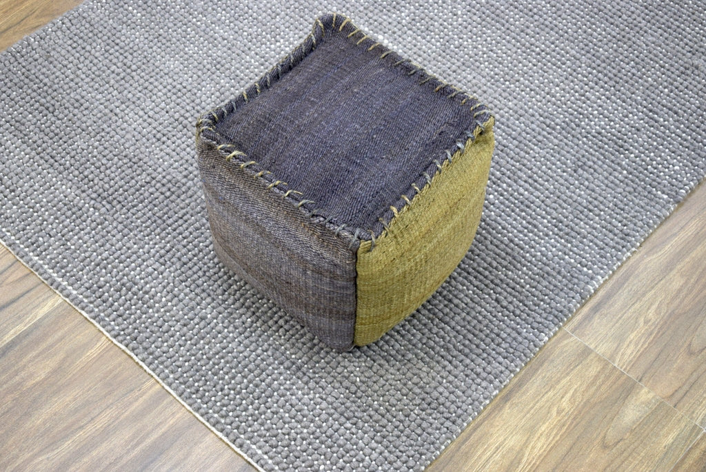 Blue and Green Jute Hand Woven Square Pouf, Footstool, Ottoman, Side table, Soft Seat, Foot Rest, Boho Decor | TRD103
