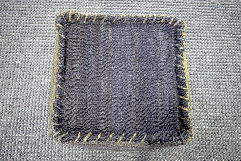 Blue and Green Jute Hand Woven Square Pouf, Footstool, Ottoman, Side table, Soft Seat, Foot Rest, Boho Decor | TRD103