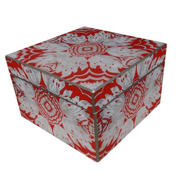 Handmade Reverse Painted Mirror Square Box Tomato Red - Medium Arcadia ...