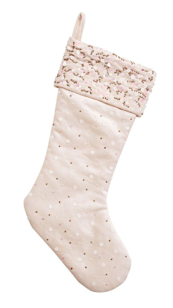 Velvet White Sequins Handmade Christmas Stocking Arcadia Home