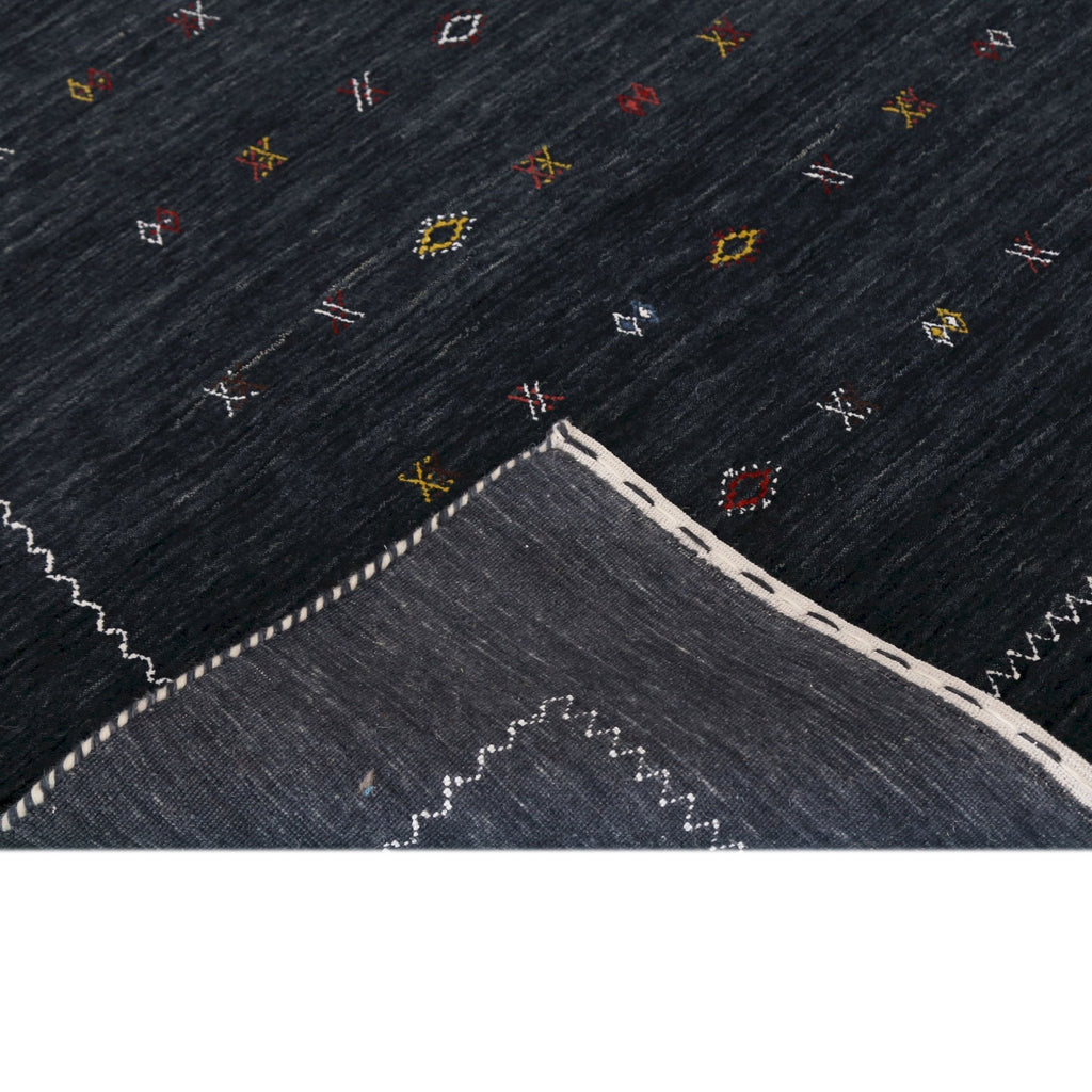 Modern Charcoal And White Hand Loomed Wool Area Rug