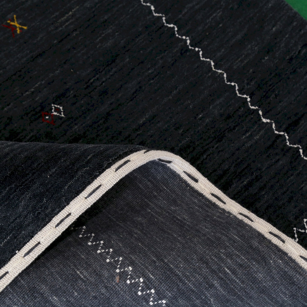 Modern Charcoal And White Hand Loomed Wool Area Rug