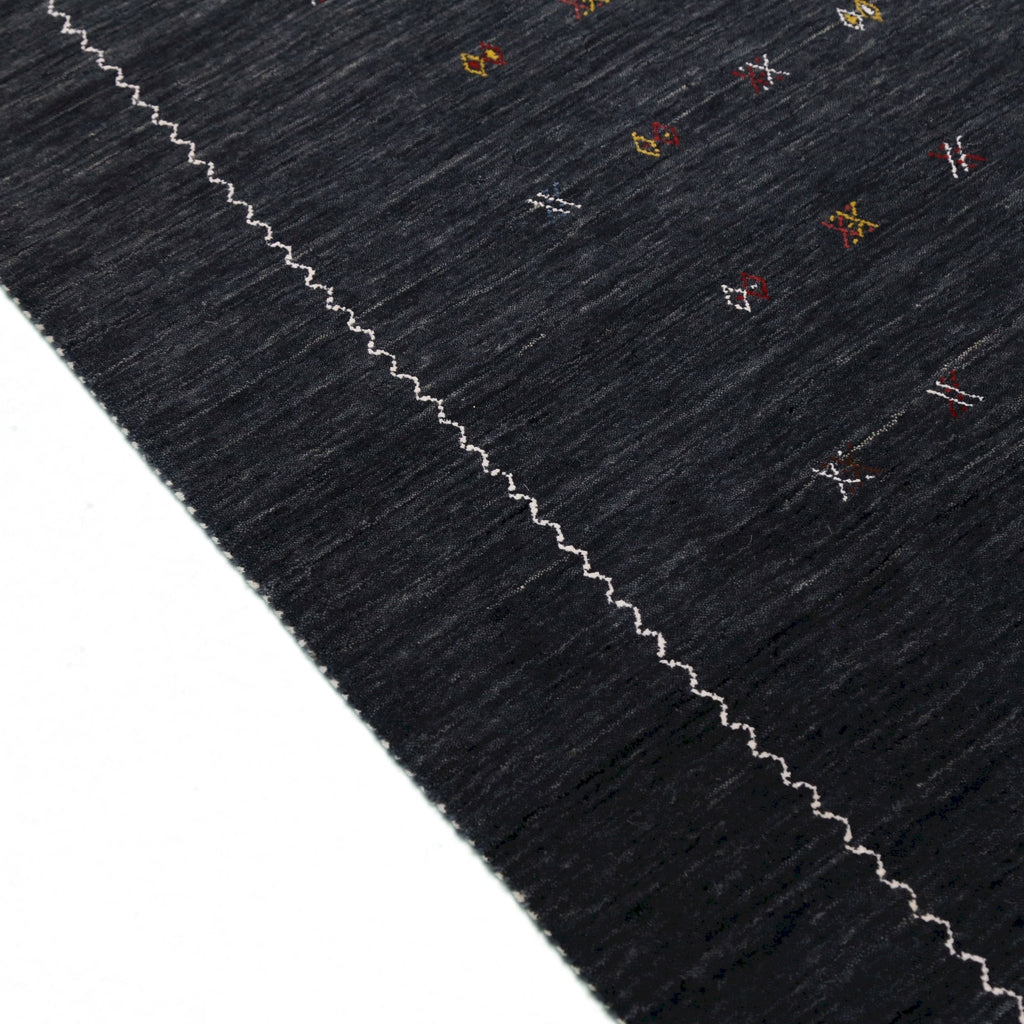 Modern Charcoal And White Hand Loomed Wool Area Rug