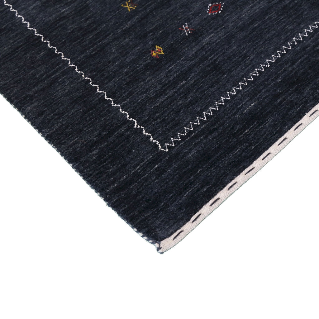 Modern Charcoal And White Hand Loomed Wool Area Rug