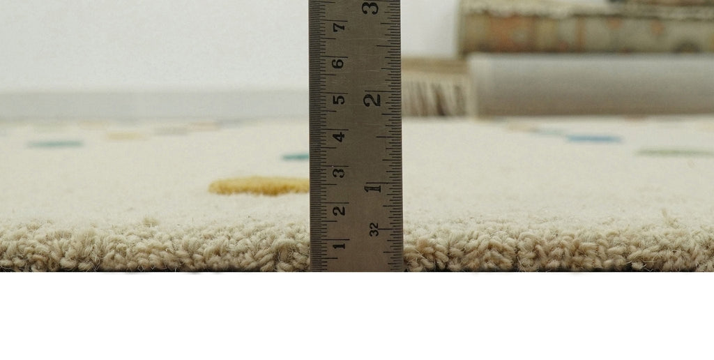 Modern Colorful Polka Dot Beige 8x10 Hand Tufted wool area rug